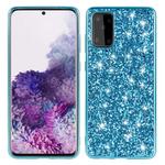 For Galaxy S20+ Plating Glittery Powder Shockproof TPU Protective Case(Blue)