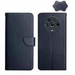 For Honor Magic4 Genuine Leather Fingerprint-proof Horizontal Flip Phone Case(Blue)