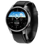 P50 1.3 inch IPS Screen Smart Watch, Support Balloon Blood Pressure Measurement/Body Temperature Monitoring, Style:Black Leather Watch Band(Black)