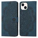 For iPhone 13 Mandala Embossed Flip Leather Phone Case(Blue)