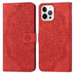 For iPhone 13 Pro Mandala Embossed Flip Leather Phone Case (Red)