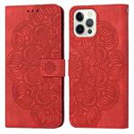 For iPhone 13 Pro Max Mandala Embossed Flip Leather Phone Case (Red)