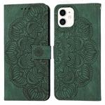 For iPhone 12 mini Mandala Embossed Flip Leather Phone Case (Green)