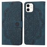 For iPhone 12 mini Mandala Embossed Flip Leather Phone Case (Blue)
