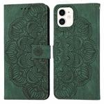 For iPhone 11 Mandala Embossed Flip Leather Phone Case (Green)