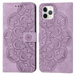 For iPhone 11 Pro Mandala Embossed Flip Leather Phone Case (Purple)