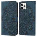 For iPhone 11 Pro Mandala Embossed Flip Leather Phone Case (Blue)