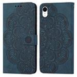 Mandala Embossed Flip Leather Phone Case For iPhone XR(Blue)