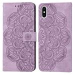 For iPhone XS Max Mandala Embossed Flip Leather Phone Case(Purple)