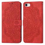 For iPhone SE 2022 / SE 2020 / 8 / 7 Mandala Embossed Flip Leather Phone Case(Red)