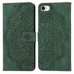 For iPhone SE 2022 / SE 2020 / 8 / 7 Mandala Embossed Flip Leather Phone Case(Green)