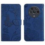 For Honor Magic4 Skin Feel Butterfly Peony Embossed Leather Phone Case(Blue)