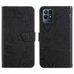 For OPPO Realme Narzo 50 4G Skin Feel Butterfly Peony Embossed Leather Phone Case(Black)