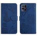 For OPPO Realme Narzo 50 4G Skin Feel Butterfly Peony Embossed Leather Phone Case(Blue)