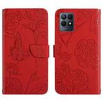 For OPPO Realme Narzo 50 4G Skin Feel Butterfly Peony Embossed Leather Phone Case(Red)