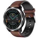 X3 1.3 inch TFT Color Screen Chest Sticker Smart Watch, Support ECG/Heart Rate Monitoring, Style:Brown Leather Watch Band(Silver)