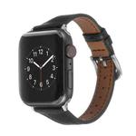 Genuine Leather Watch Band For Apple Watch Ultra 49mm / Series 8&7 45mm / SE 2&6&SE&5&4 44mm / 3&2&1 42mm(Black)