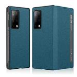 For Huawei Mate X2 Cross Texture Horizontal Flip Leather Phone Case with Smart Touch Call Display ID(Light Blue)