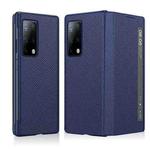 For Huawei Mate X2 Cross Texture Horizontal Flip Leather Phone Case with Smart Touch Call Display ID(Dark Blue)