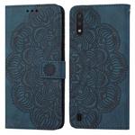 For Samsung Galaxy A01 Mandala Embossed Flip Leather Phone Case(Blue)
