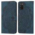 For Samsung Galaxy A02s 166mm Mandala Embossed Flip Leather Phone Case(Blue)