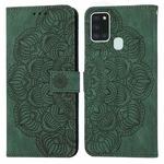 For Samsung Galaxy A21s Mandala Embossed Flip Leather Phone Case(Green)