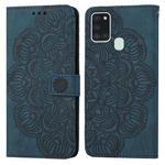 For Samsung Galaxy A21s Mandala Embossed Flip Leather Phone Case(Blue)