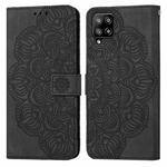 For Samsung Galaxy A22 4G Mandala Embossed Flip Leather Phone Case(Black)