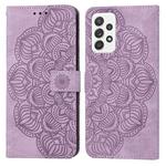 For Samsung Galaxy A23 Mandala Embossed Flip Leather Phone Case(Purple)