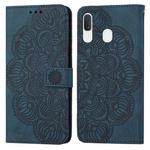 For Samsung Galaxy A40 Mandala Embossed Flip Leather Phone Case(Blue)