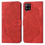For Samsung Galaxy A42 5G Mandala Embossed Flip Leather Phone Case(Red)