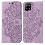 For Samsung Galaxy A42 5G Mandala Embossed Flip Leather Phone Case(Purple)