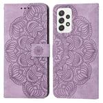 For Samsung Galaxy A52 4G / 5G Mandala Embossed Flip Leather Phone Case(Purple)