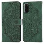 For Samsung Galaxy S20 Mandala Embossed Flip Leather Phone Case(Green)