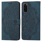 For Samsung Galaxy S20 Mandala Embossed Flip Leather Phone Case(Blue)