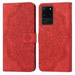 For Samsung Galaxy S20 Ultra Mandala Embossed Flip Leather Phone Case(Red)