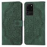 For Samsung Galaxy S20 Ultra Mandala Embossed Flip Leather Phone Case(Green)