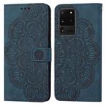 For Samsung Galaxy S20 Ultra Mandala Embossed Flip Leather Phone Case(Blue)