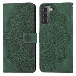 For Samsung Galaxy S21 5G Mandala Embossed Flip Leather Phone Case(Green)