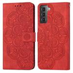 For Samsung Galaxy S21+ 5G Mandala Embossed Flip Leather Phone Case(Red)