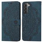 For Samsung Galaxy S21+ 5G Mandala Embossed Flip Leather Phone Case(Blue)