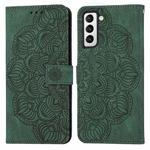 For Samsung Galaxy S22 5G Mandala Embossed Flip Leather Phone Case(Green)