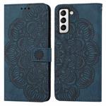 For Samsung Galaxy S22 5G Mandala Embossed Flip Leather Phone Case(Blue)