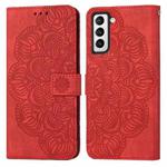 For Samsung Galaxy S22+ 5G Mandala Embossed Flip Leather Phone Case(Red)