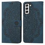 For Samsung Galaxy S22+ 5G Mandala Embossed Flip Leather Phone Case(Blue)