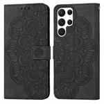 For Samsung Galaxy S22 Ultra 5G Mandala Embossed Flip Leather Phone Case(Black)