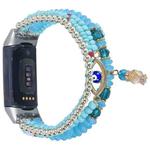 For Fitbit Charge 5 Eye Bead Chain Watch Band(Lake Blue)