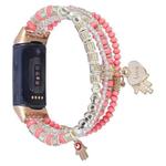 For Fitbit Charge 5 Palm Bead Chain Watch Band(Rose Red)