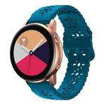 For Samsung Galaxy Watch4 20mm Plum Blossom Hollowed Silicone Watch Band(Rock Cyan)