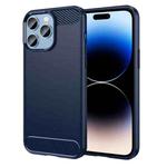 For iPhone 14 Pro Max Brushed Texture Carbon Fiber TPU Phone Case (Blue)